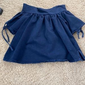 Navy strapless crop top